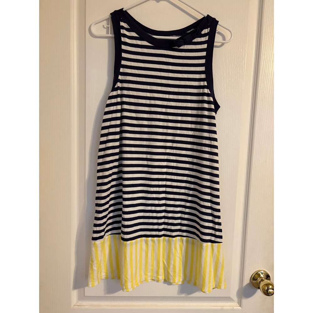 Kate Spade Navy White Yellow Striped Sleeveless Chemise Sleep Dress Medium